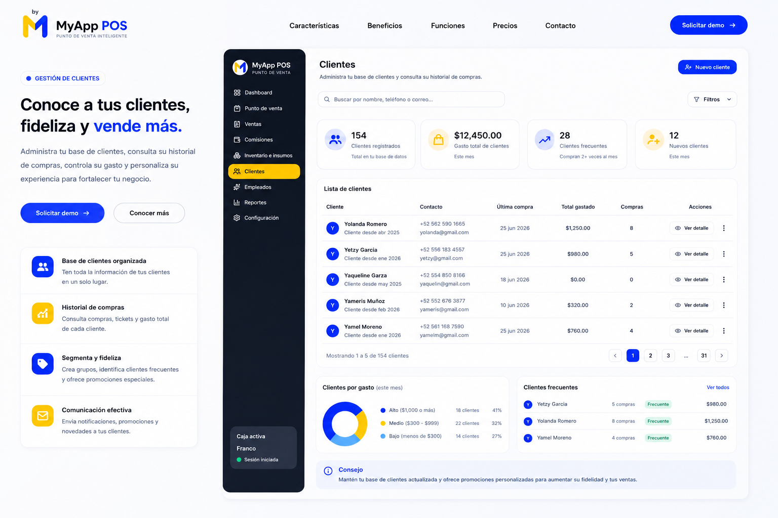 Modulo de clientes de MyApp POS