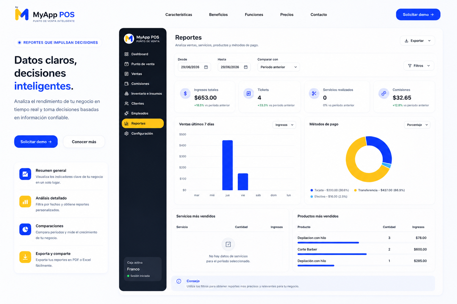 Modulo de reportes de MyApp POS